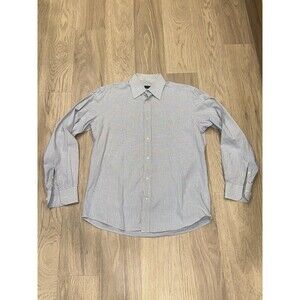 Valentino Roma Checkered Grid White Dress Shirt Mens 15.5/39 Medium